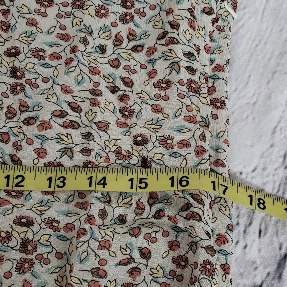 J Jill Shift Dress 3/4 Sleeves V Neck Small Petite see measures Tan Floral EUC - Picture 11 of 16